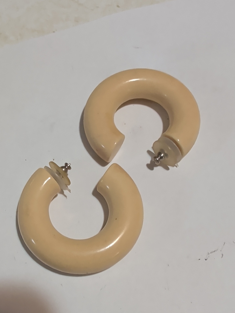 Beige Hoop Earrings for Women - Classic Chunky Resin Hoops